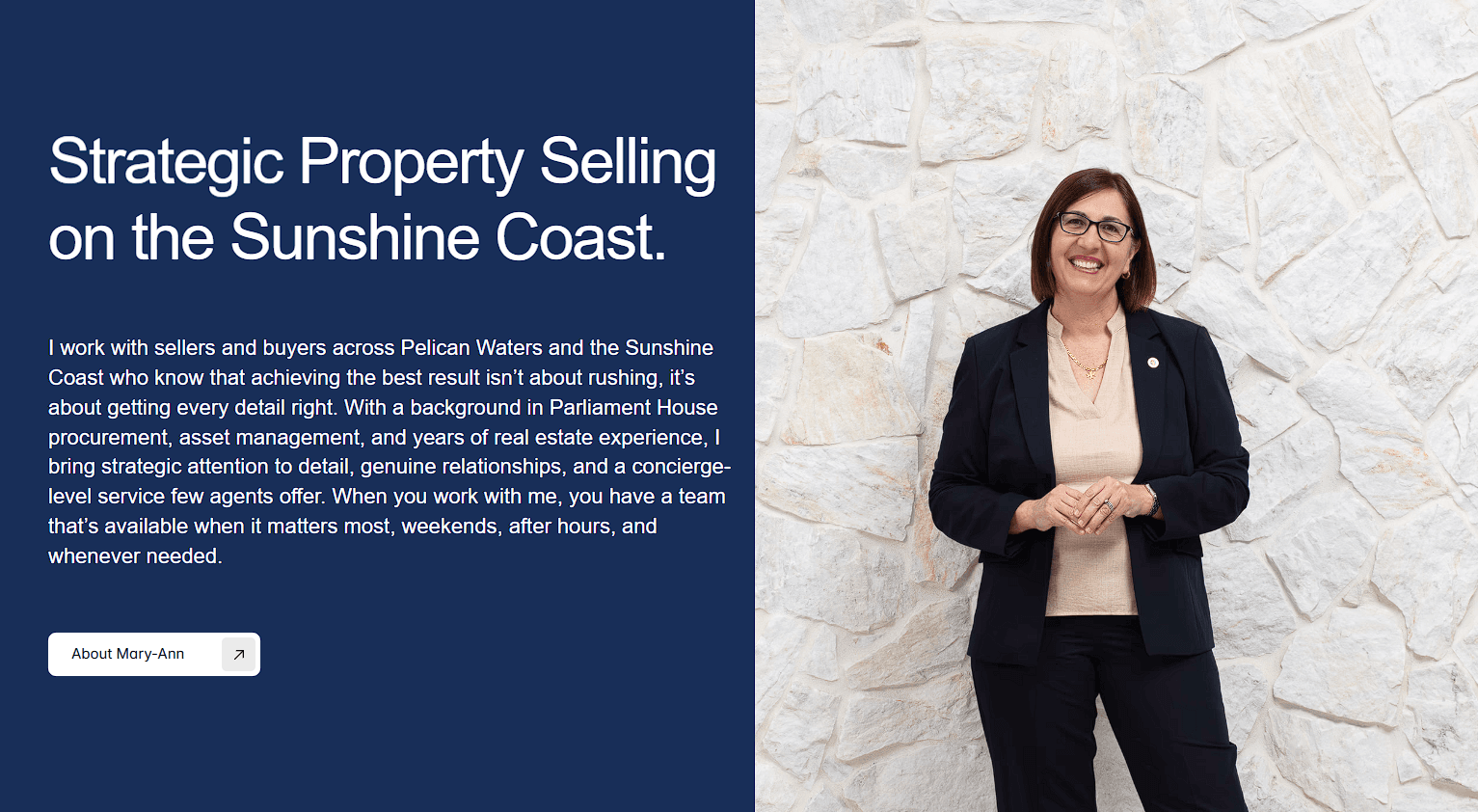 Mary-Ann McLoughlin website positioning section example